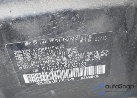 2015 Subaru Impreza 2.0I Sport Limited from USA, damaged, VIN JF1GPAZ62F8246183